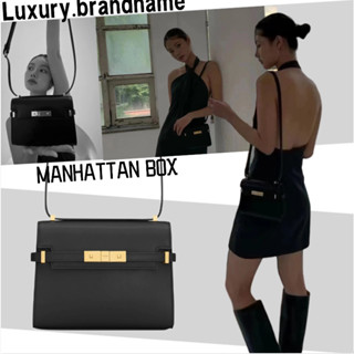 แซงต์โลรองต์ หนัง Saint Laurent/MANHATTAN BOX กระเป๋าสะพายข้างขนาดเล็ก/กระเป๋าสะพายข้าง/ของใหม่