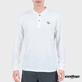 GALLOP : Mens Wear เสื้อยืดคอกระดุมแขนยาว (Henley Neck Long Sleeve T-Shirt) รุ่น GT9152 โทนสี Basic / ราคาปรกติ 1,190.-