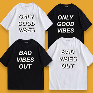 เสื้อยืดสกรีนลาย good&amp;bad vibes 🤍👀