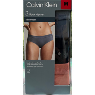 กางกเงในสตรี CK Calvin Klein แพ็ค 3 ชิ้น Hipster ผ้านุ่มสวมใส่สบาย คละสี size M from USA