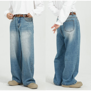 WIDE BAGGY JEANS : กางเกงยีนส์เอวสูงทรงกระบอกใหญ่