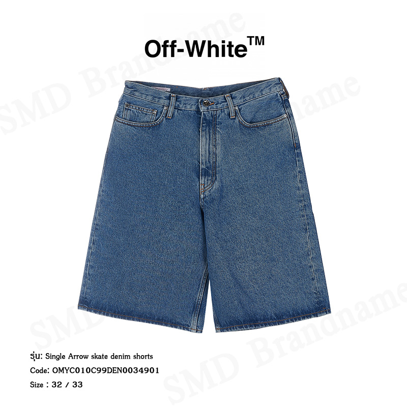 Off-White กางเกงยีนส์ขาสั้น รุ่น Single Arrow Skate Denim Shorts Code: OMYC010C99DEN0034901