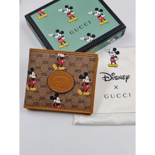 ★ New ของแท้ 100% กระเป๋าสตางค์ใบสั้น Gucci × Disney Mickey Mouse