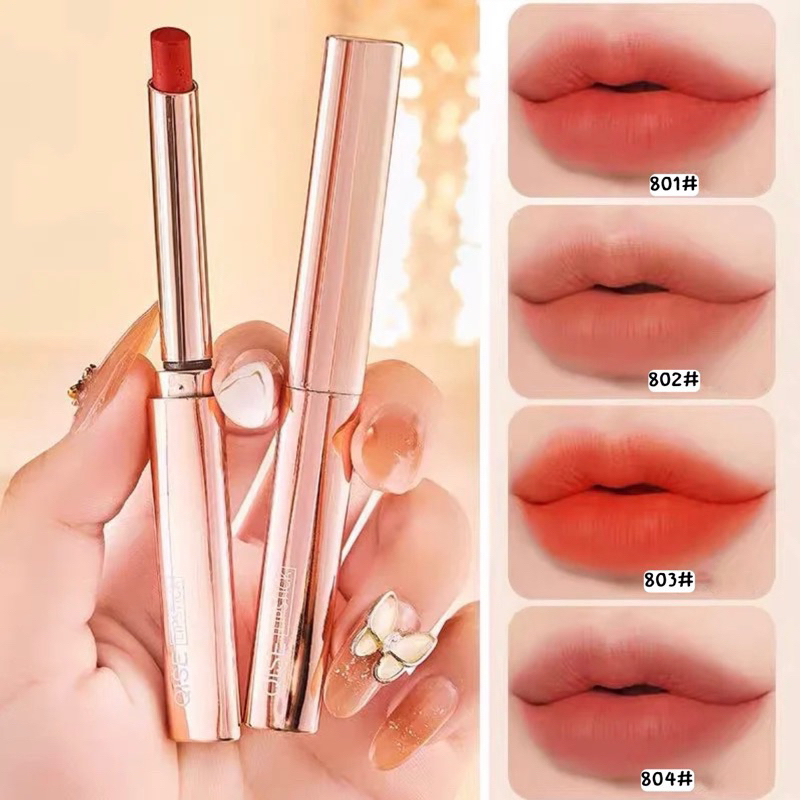 L-19🌟QISE ลิปสติก เนื้อกำมะหยี่ ชนิดหมุนออโต้ ให้ความชุ่มชื้นพื้นผิว กันน้ำ กันเหงื่อ ติดทนนาน สินค้าพร้อมส่ง