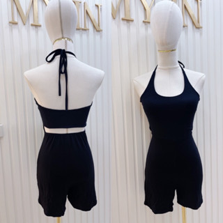 mnv_shop จั้มสูทขาสั้น ผ้าเรย่อน จั้มสูทสายเดี่ยว (207)