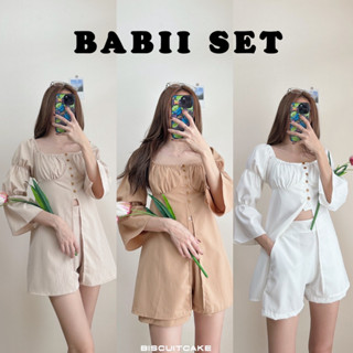 BABII SET ชุดเซ็ทเสื้อแขนพอง กางเกงขาสั้น