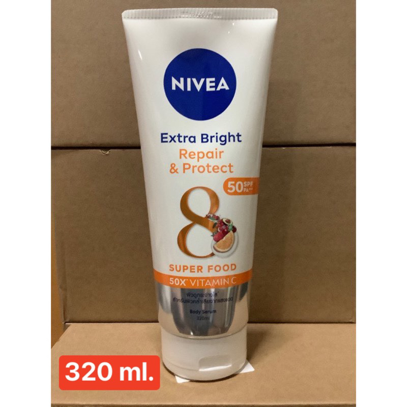 Nivea Extra Bright Repair & Protect SPF50PA 320ml. นีเวียเอ็กซ์ตร้าไบรท์รีแพร์แอนด์โพรเทค เอสพีเอฟ 50 พีเอ 320มล.