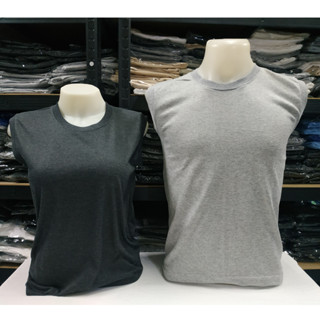 เสื้อแขนกุด สีพื้น สีเทา สีเทาดำ ไซส์ S M L XL 2XL 3XL ทรงตร…