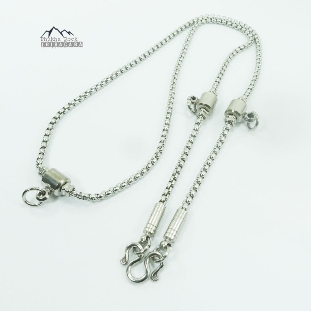 U80 ลายผ่าหวาย ขนาด 3.5 มม ยาว 27 นิ้ว แต่งข้อแลส สร้อยคอ แขวนพระ สร้อยสแตนเลส สร้อยพระ stainless necklace