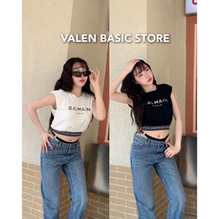 VALEN BASIC STORE 🖤🤍เสื้อแขนกุดเอวยาง B L M