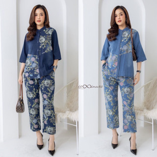 ชุดเซ็ทกางเกง(Set) ผ้ายีนส์เกรดพรีเมี่ยมฟอกทั้งตัว​