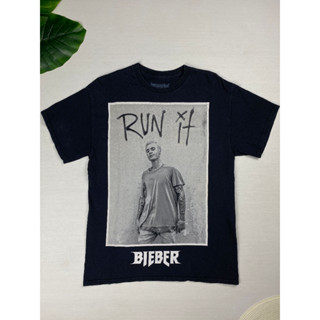 เสื้อยืด Justin Bieber ลาย Run It สีดำ ลายสกรีนใหญ่ๆ สวย ของแท้ สภาพดี Size M