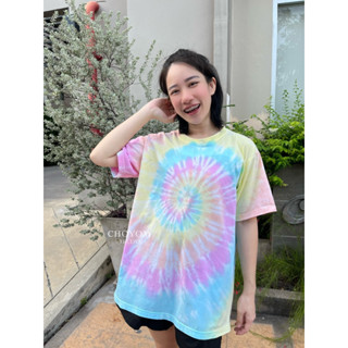 เสื้อมัดย้อมลายก้นหอยสีพาสเทลSUMMER ✅cotton100%