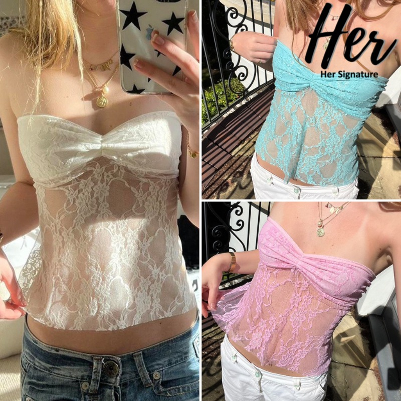 พร้อมส่ง/3สี เกาะอกไหมพรม เกาะอกลายดอก ครอปรัดรูป ครอปสายซีทรู เสื้อไปคาเฟ่ ชุดไปทะเล เสื้อใส่สงกรานต์ 30115