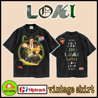 เสื้อMarvel ลาย Loki วินเทจ  สีดำ ฟอกเฟด ( HP-043 )