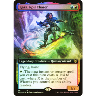 [MTG] Kaza, Roil Chaser (Extended Art) [ZNR] [MULTI] [RARE] [FOIL] [ENG] (การ์ดเมจิค / Magic the Gathering)