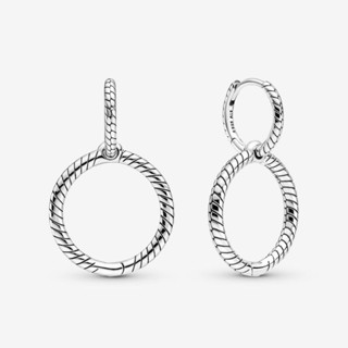 (พร้อมส่ง)*New*Pandora Moments Charm Double Hoop Earrings