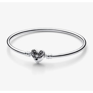 (พร้อมส่ง)*New*Pandora Moments Heart &amp; Butterfly Bangle