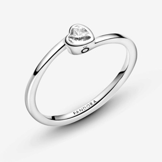 (พร้อมส่ง)*New*PANDORA Clear Tilted Heart Solitaire Ring