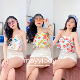 🍋 mayylody 🍋 เสื้อสายเดี่ยว สายสปาเก็ตตี้   ลายผลไม้ สุดฮิต ต้อนรับซัมเมอร์นี้เลยจร้าา🍊🍒🍉🍏 สายเดี่ยว เกาะอก ชุดไปทะเล