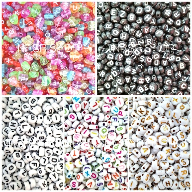 พร้อมส่ง  ลูกปัดตัวอักษร ภาษาอังกฤษ คละตัวอักษร 30 กรัม ประมาณ 220-230 ตัว