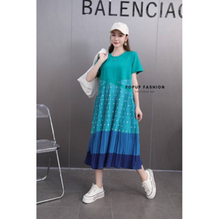 🌈🌿🌼🌸🌺💚🤎🇰🇷Cotton Patch Pokla Dot Pleat  Maxi Dress