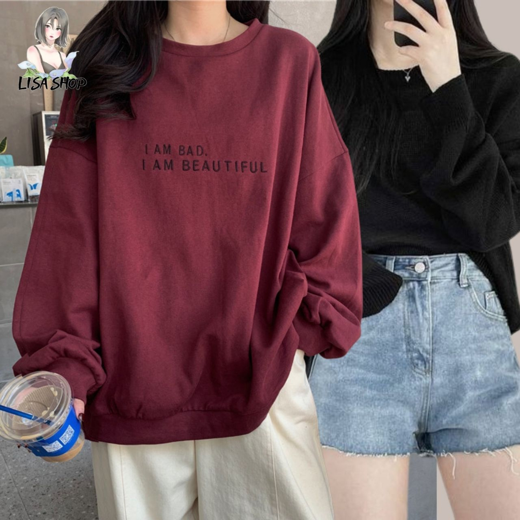 เสื้อแขนยาวชิวๆแฟชั่น ทรงหลวมแบบบาง สไตล์เกาหลี วัยใส น่ารัก เทรดดีสุภาพ พร้อมส่ง TS225