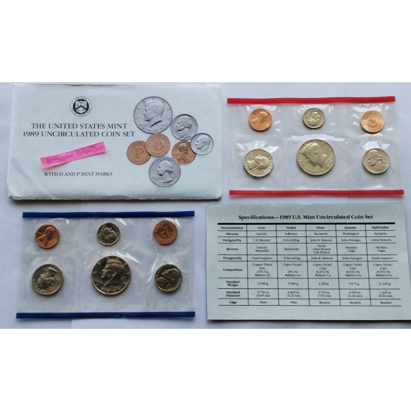 ชุดเหรียญ USA  Mint Set 12  เหรียญ ปี 1989 PD