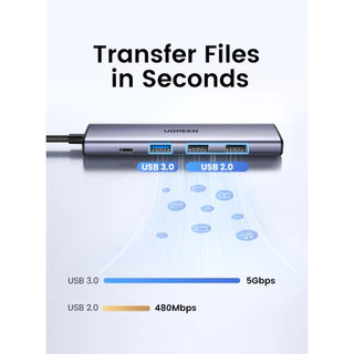 [ลดเหลือ 498] UGREEN รุ่น 15495 HUB Type C 5 in 1 รองรับ 4K30Hz PD100W USB3.0 x1 / USB2.0 x2 อะแดปเตอร์ฮับ