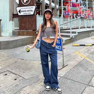 SEOUL SEEN Striped Straight Cut Jeans กางเกงยีนส์ลายทาง ทรงขากระบอก