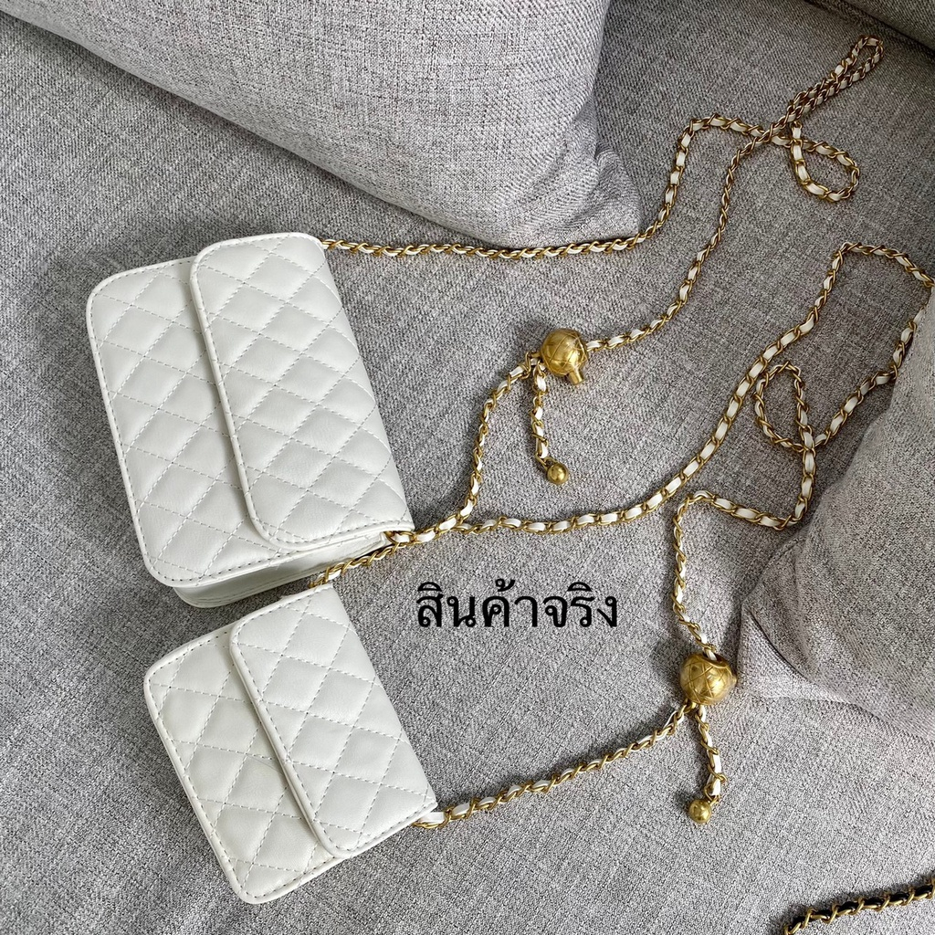 กระเป๋าสะพาย cross body หนัง PU มี 2 ขนาด ตกแต่งอะไหล่ทองชา