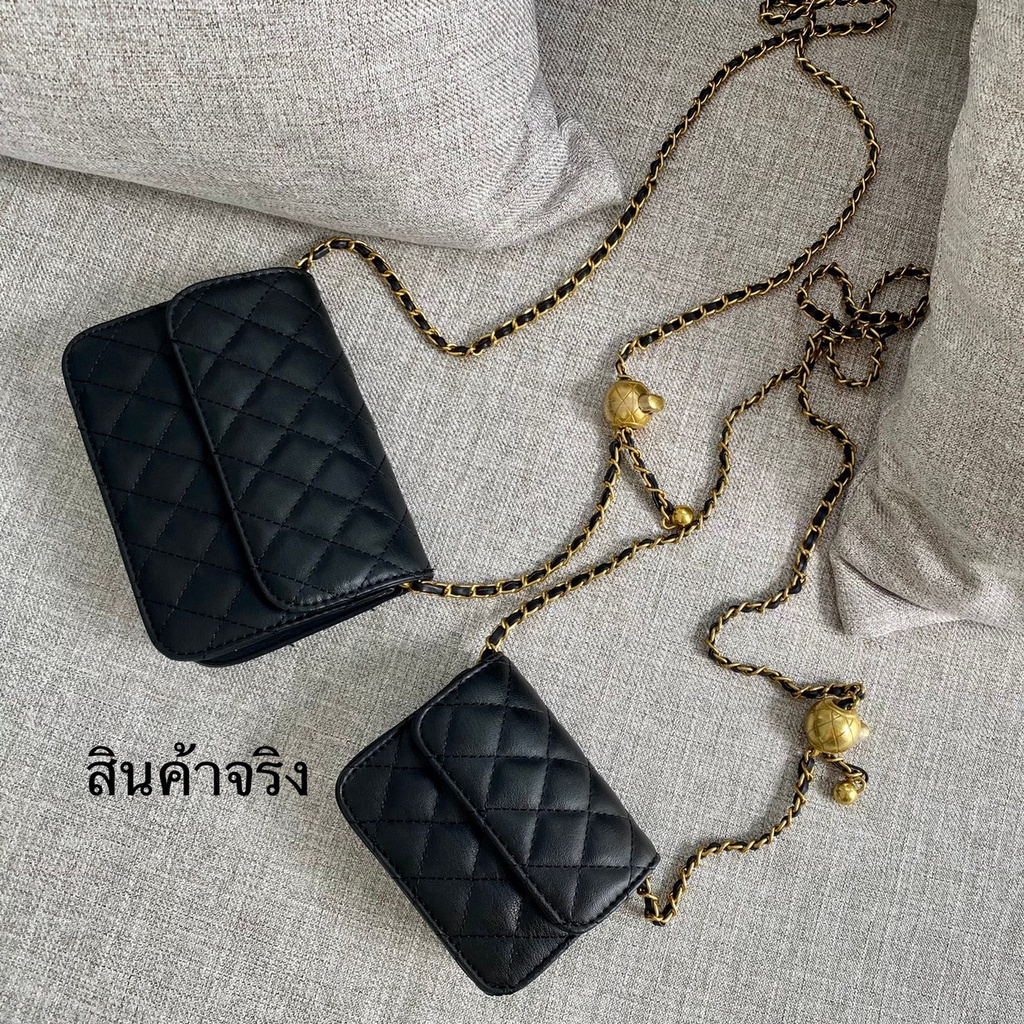 กระเป๋าสะพาย cross body หนัง PU มี 2 ขนาด ตกแต่งอะไหล่ทองชา