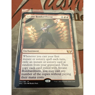 การ์ด MTG Arcane Bombardment Red Magic the Gathering EDH รุ่น SNC สภาพ Nm