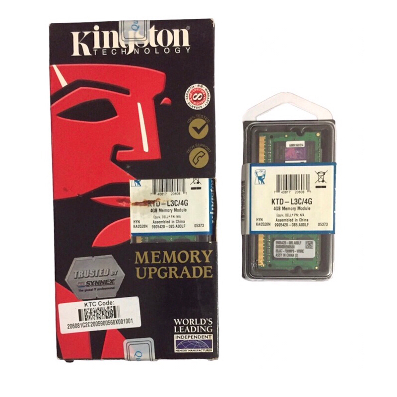 แรมโน้ตบุ๊ค RAM NOTEBOOK Kingston DDR3 BUS:1600 4GB Model:KTD-L3C/4G PC3 12800 CL11 204-Pin 16 chip ของใหม่มือหนึ่ง