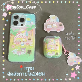 🌷Braylon🌷จัดส่งภายใน24ชม ซานริโอ การ์ตูน Hello Kitty iphone 11 14 pro max ขาตั้ง ถอดได้ ขอบเต็ม case for iPhone 12 13