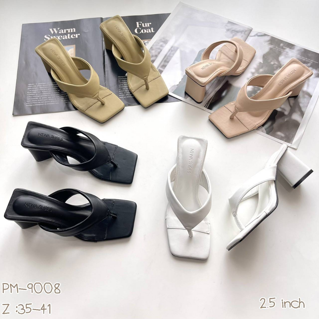 Niwa Shoes รองเท้าแฟชั่น maxi ด้วยส้นตกแต่ง เอาอะไรมาไม่แซ่บ รหัสสินค้า PM-9008