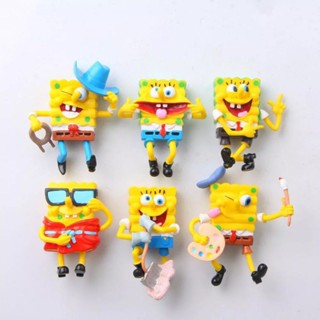 ตุ๊กตาแต่งเค้ก  Spongbob (6 ชิ้น) , งาน pvc