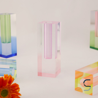 SARABARN Gradient Acrylic Vase | แจกัน แจกันอะคริลิก สีชมพู