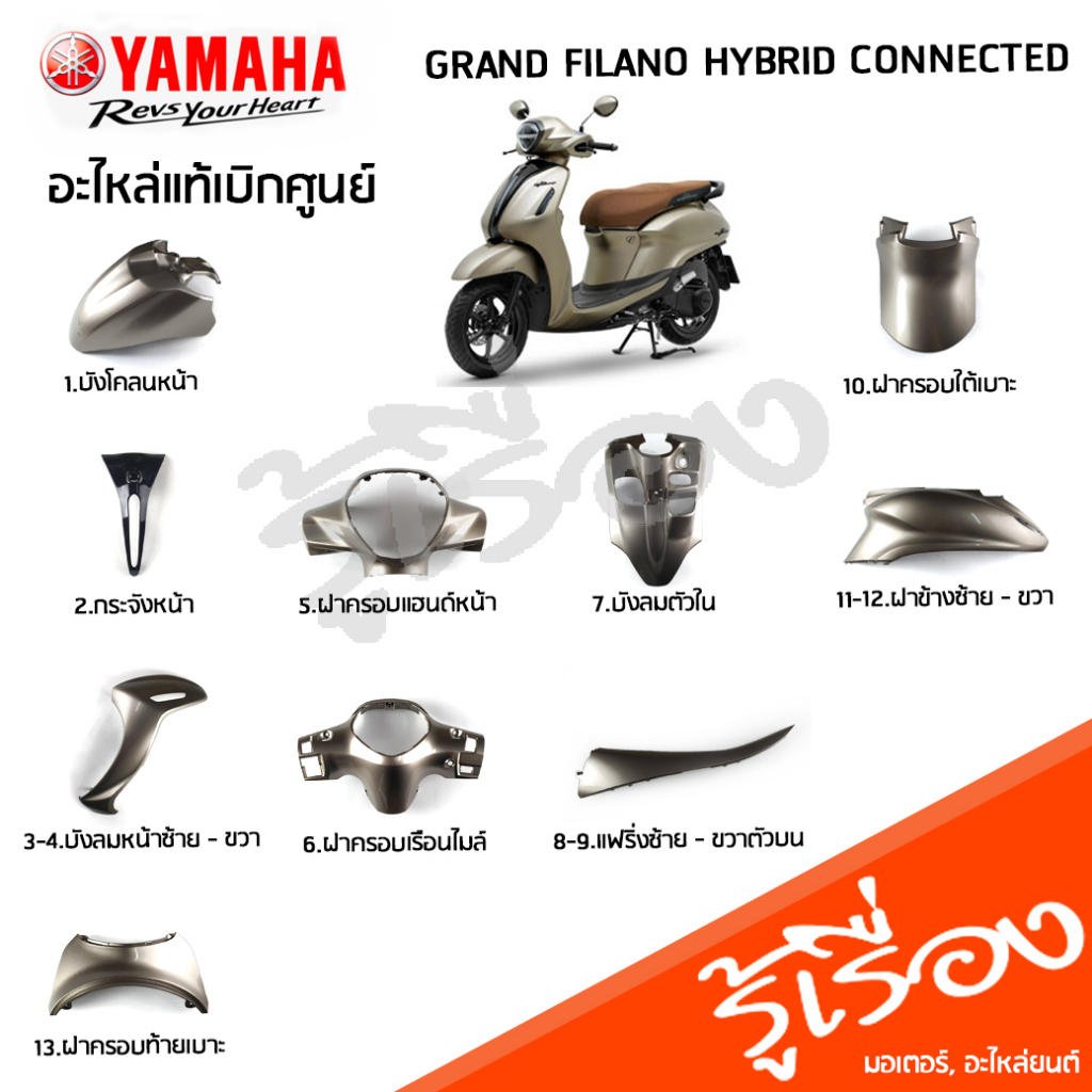 (P4-P0) ชุดสีทอง (BJK) รถแกรนด์ฟีลาโน เฟรม แฟริ่ง แท้ศูนย์ YAMAHA GRAND FILANO HYBRID CONNECTED 2023