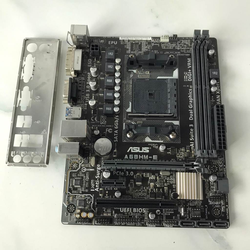 เมนบอร์ด ASUS A68HM-E + ฝาหลัง (ตีเป็นงานช่าง)) เปิดติดพัดลมCPUหมุนแต่ภาพไม่ขึ้นจอ