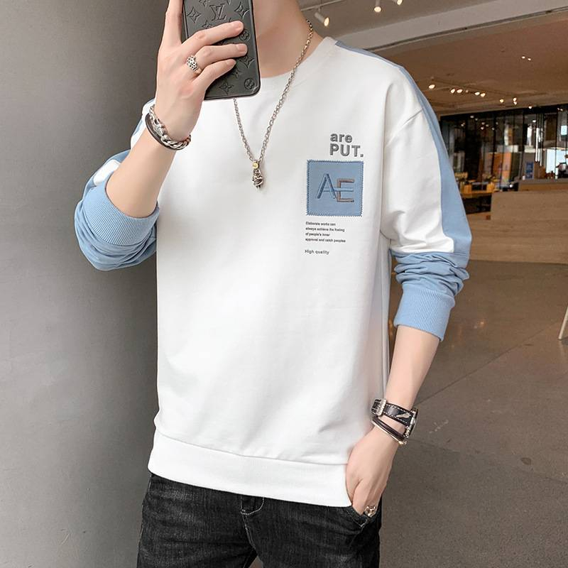 เสื้อแขนยาวผู้ชายเสื้อยืดผู้ชายเรียบง่ายสวมใส่สบายๆ คอกลมTSH-054