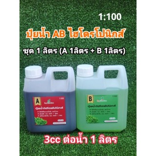 ปุ๋ยน้ำ AB สูตรเข้มข้น (1:100) สำหรับปลูกผักไฮโดรโปนิกส์ (1 ลิตร x 2 แกลลอน) ธาตุอาหารครบใช้ดี ราคามิตรภาพ