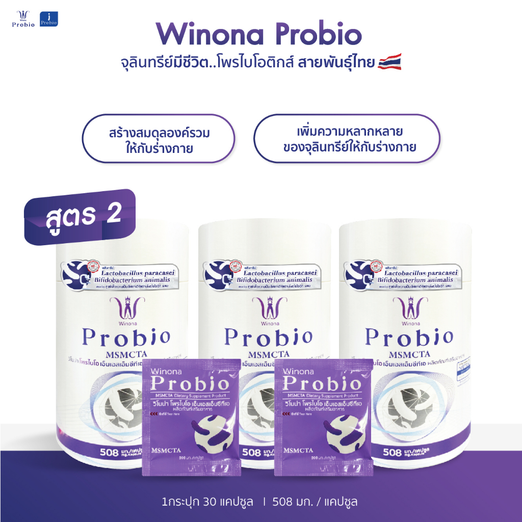 [แพ็ค 3 สุดคุ้ม!! ส่วนลด 20%] โพรไบโอติกส์ เพื่อสุขภาพที่สมดุลของร่างกาย Winona Probio MSMCTA 2