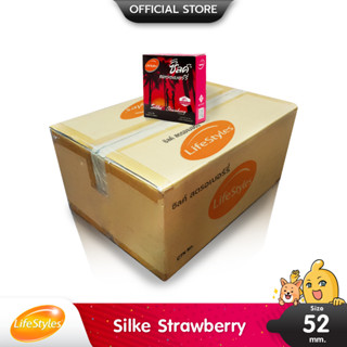 LifeStyles Silke Strawberry ถุงยางอนามัย กลิ่นสตรอเบอร์รี่ ผิวเรียบ ขนาด 52 มม. บรรจุ 24 กล่อง (72 ชิ้น)