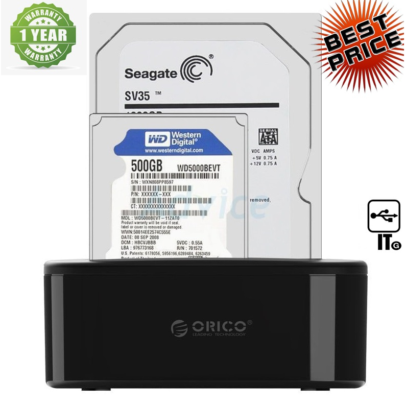 Docking 2.5/3.5'' 1Bay ORICO 6218 USB3 (Black) ประกัน 2Y