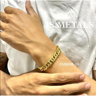 JSB008-10 สีทอง สร้อยข้อมือสแตนเลสแท้