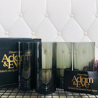 แก้วดินเนอร์ ขนาดเล็ก ทรงสูง ผิม สีดำ Adam &amp; Eve มือสอง จากญี่ปุ่น