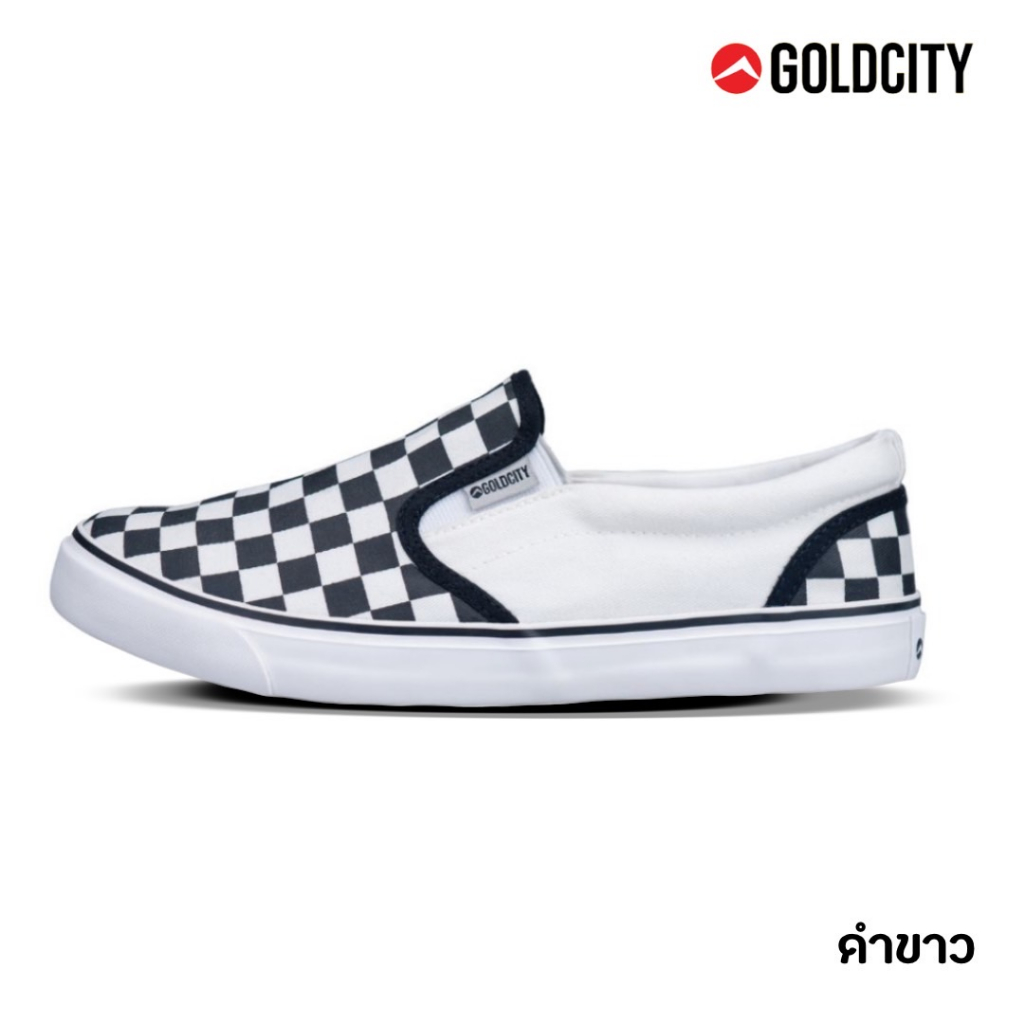 ถูกสุด•ส่งไว•แท้ชัวร์💯Gold city รองเท้าผ้าใบ Slip-on ทรงสตรีท รุ่น NS901 ลายหมากรุก พื้นยางดิบ ทน กันลื่น Size 39-45