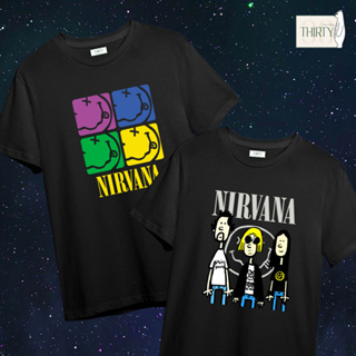 Nirvana หน้าเดียว เสื้อยืดUnisex (ผ้าcotton 100% สกรีนชัด สีสด ติดทน)