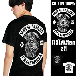 เสื้อยืดสกรีนลาย SONS OF ANARCHY คอกลมแขนสั้น Cotton 100%